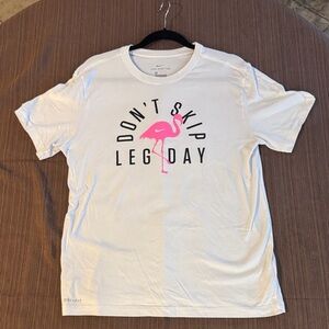 Nike DRI-FIT White Tee with Pink Flamingo Design